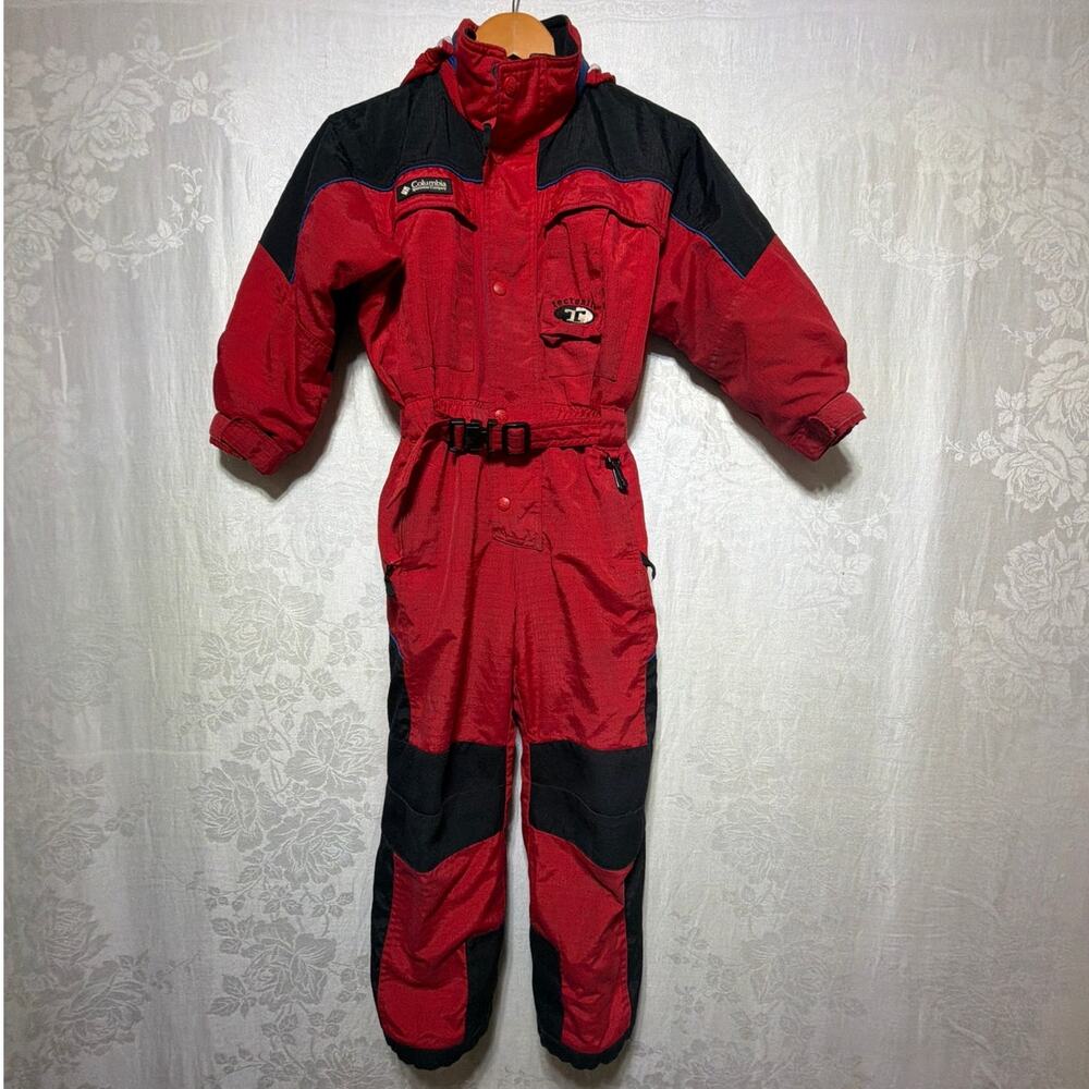 Columbia Snowsuit Ski Suit YOUTH 6 7 Red Black Tectonite READ VTG
